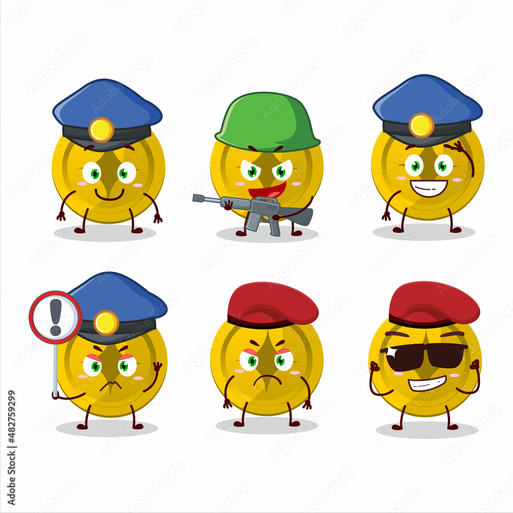 A dedicated Police officer of gold coin mascot design style
