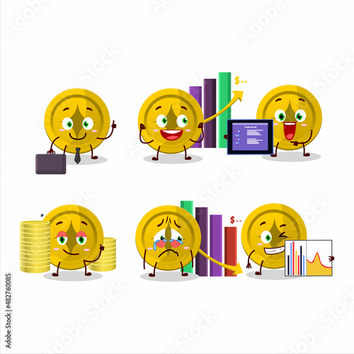 Gold coin character designs as a trader investment mascot