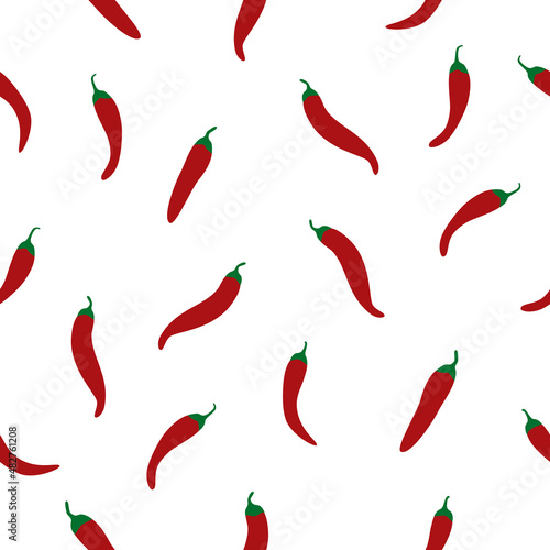 Simple Seamless Vector Background Flat Color Red Chili Fototapete