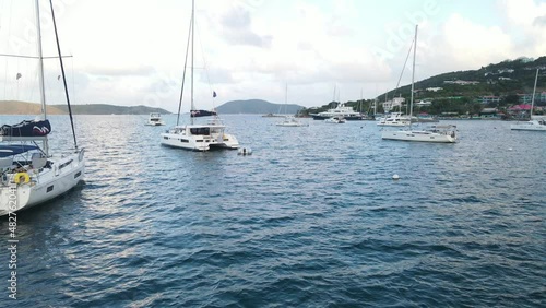 yachts on mooring balls in the British Virgin Islands photo