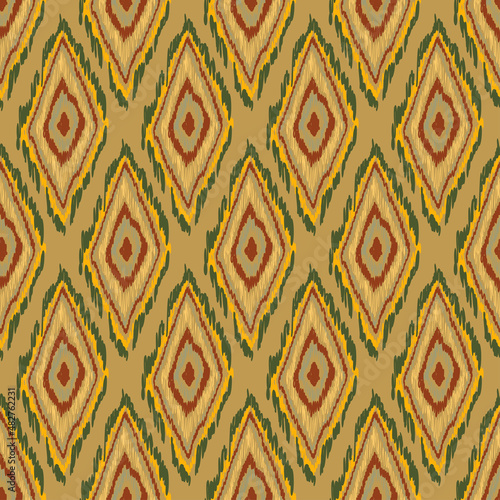Seamless abstract ethnic pattern, ikat traditional style. Hand drawn. Tribal, folklore