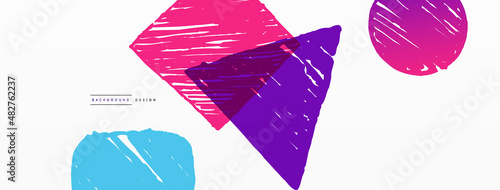 Abstract background. Hand drawn geometric shape - square, circle and triangle. Craft business concept template for wallpaper, banner, background or landing