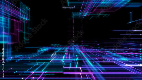 Digital Cyberspace with Particles. Techology background