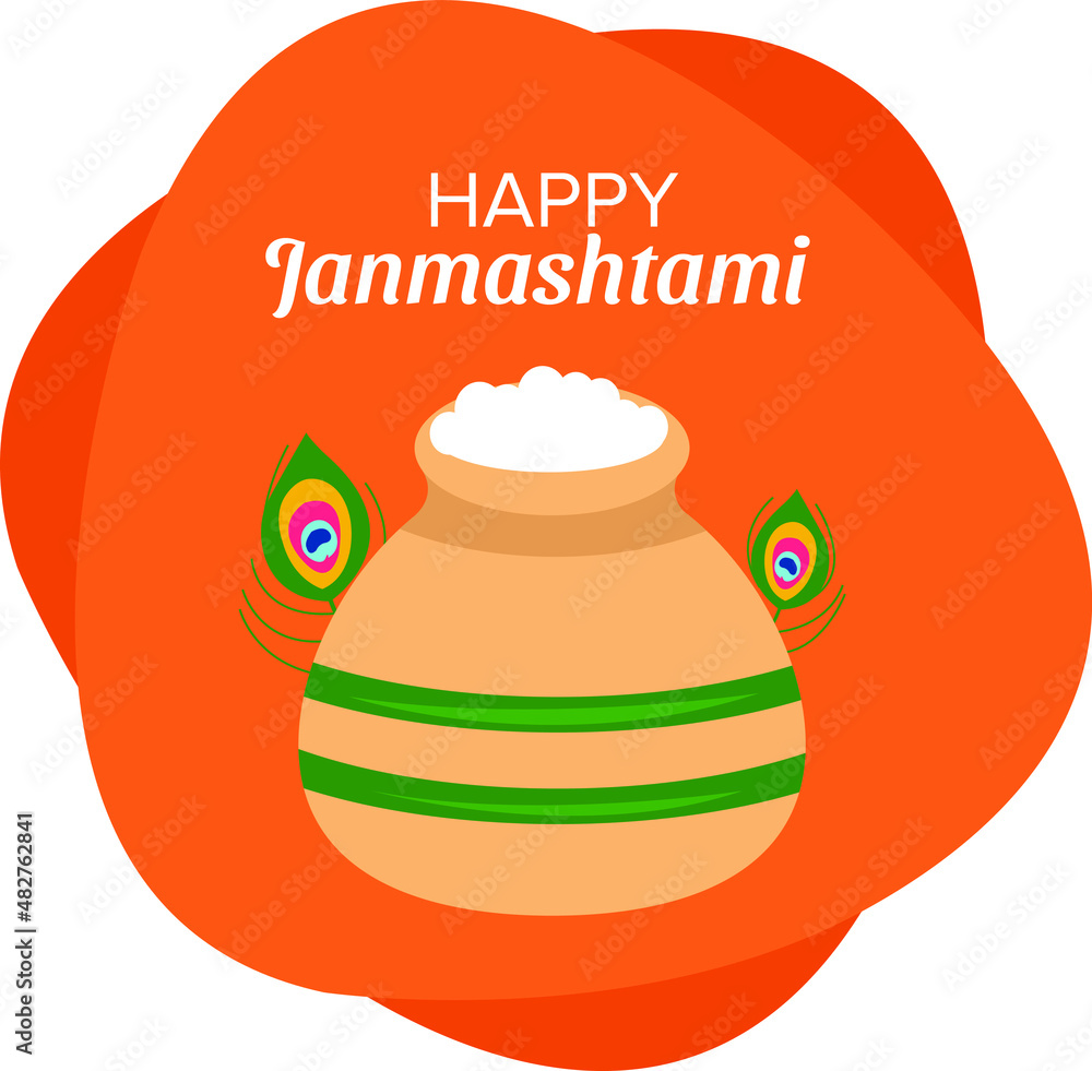 Naklejka premium Janmashtami celebration with attractive colors isolated on white background