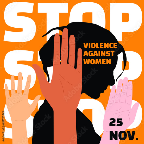 Hands and silhouettes of women in celebration of world day against violence against women