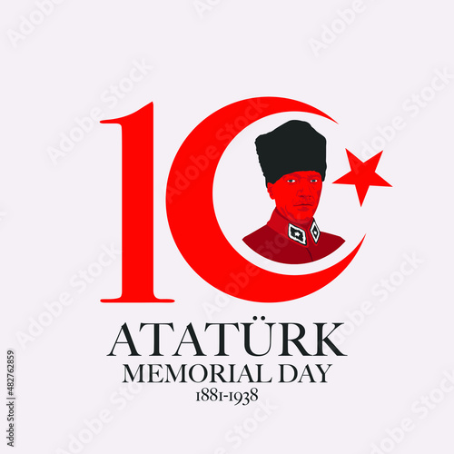 Flat design of ataturk memorial day with interesting text