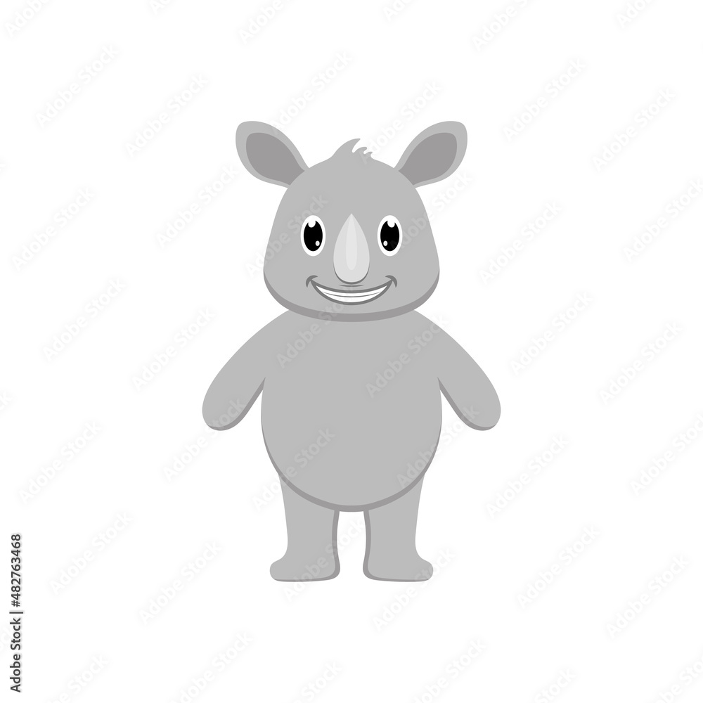 Rhinoceros baby cute animal flat illustration vector