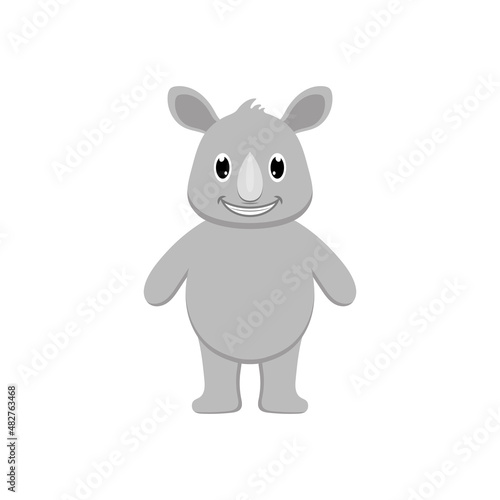 Rhinoceros baby cute animal flat illustration vector © haris