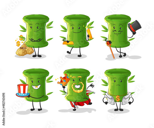 bamboo rich character. cartoon mascot vector