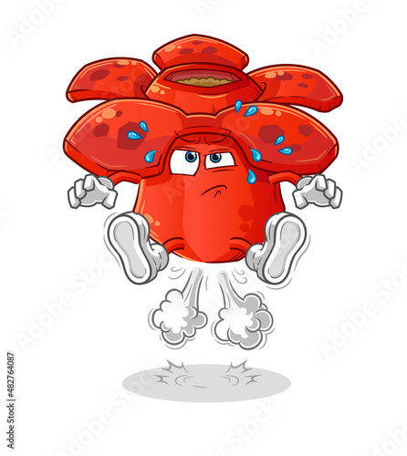 Rafflesia arnoldii fart jumping illustration. character vector