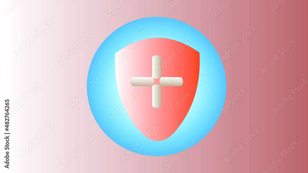 Obraz premium Drawn shield in a blue circle