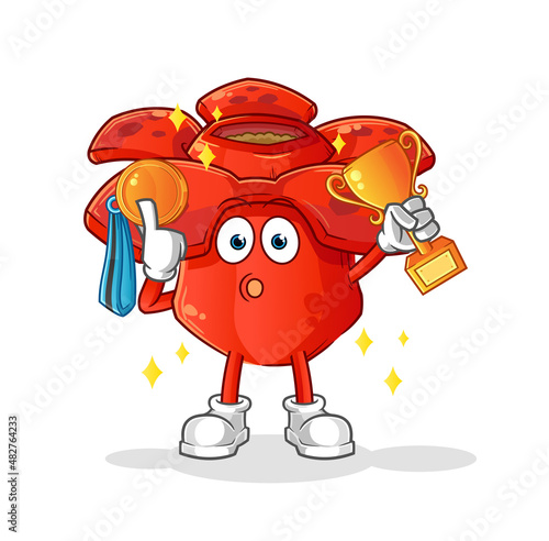 Rafflesia arnoldii winner with trophie. cartoon character