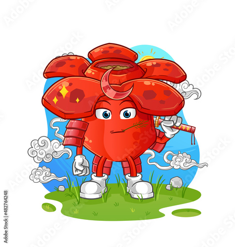 Rafflesia arnoldii samurai cartoon. cartoon mascot vector