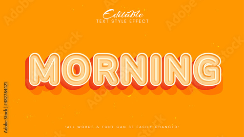 Morning vintage retro 3d text style effect. Editable illustrator text style.