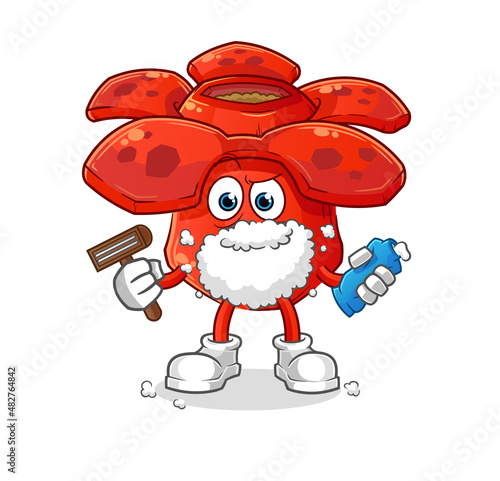 Rafflesia arnoldii shave facial hair vector. cartoon character