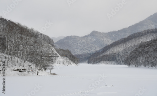 Winter dam in Japan