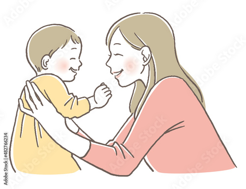 微笑む赤ちゃんと母親