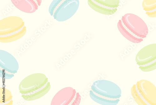 vector background with French macarons for banners, cards, flyers, social media wallpapers, etc.