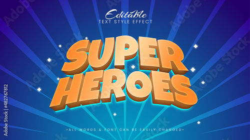 Super heroes 3d Text Style Effect. Editable illustrator text style.