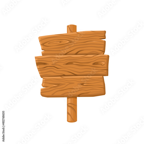 Wooden tablet on a white isolated background. Pointer. Rustic board. Ui game assets, rural background.