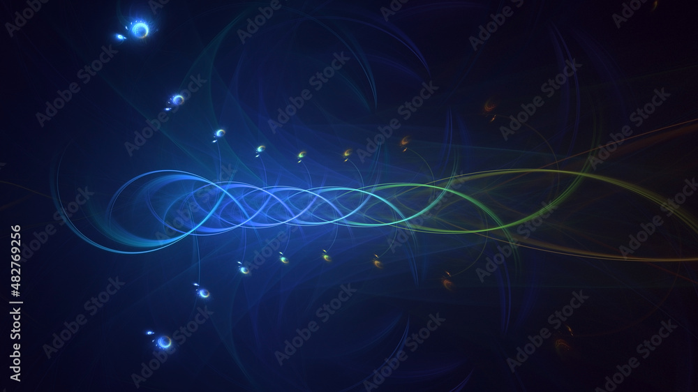 Naklejka premium 3D rendering abstract blue fractal light background