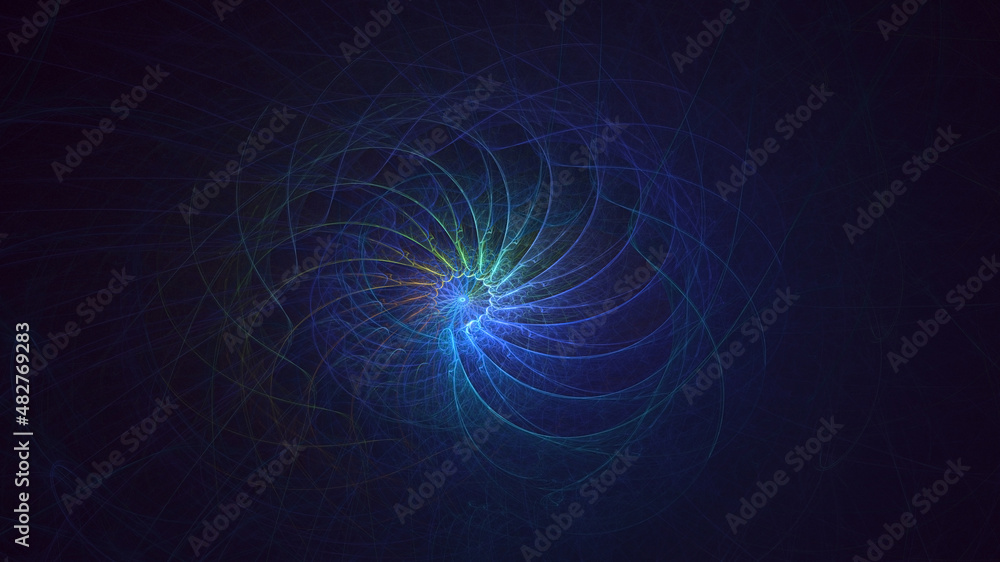 3D rendering abstract blue fractal light background