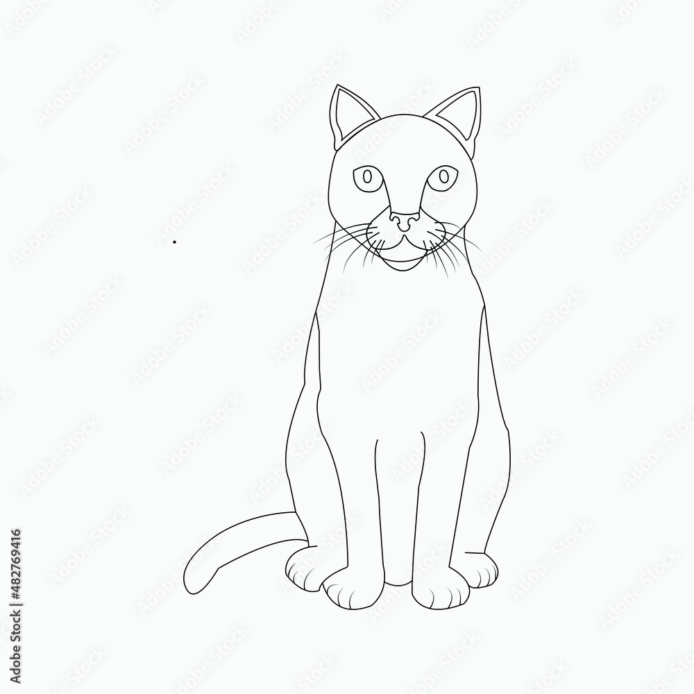 Drawn cute cat Vector Drawn cute cat Vector
