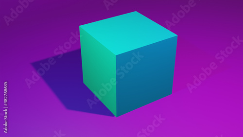 3d model of a cube. Isolated on purple background