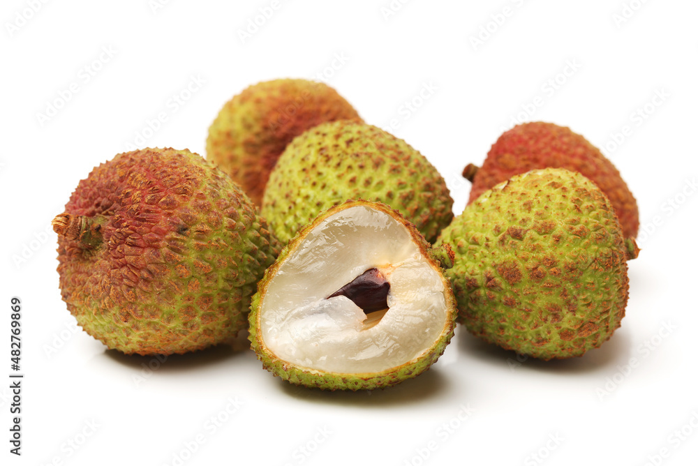 Lychee fruit. Fresh lychees fruit in isolated on white background