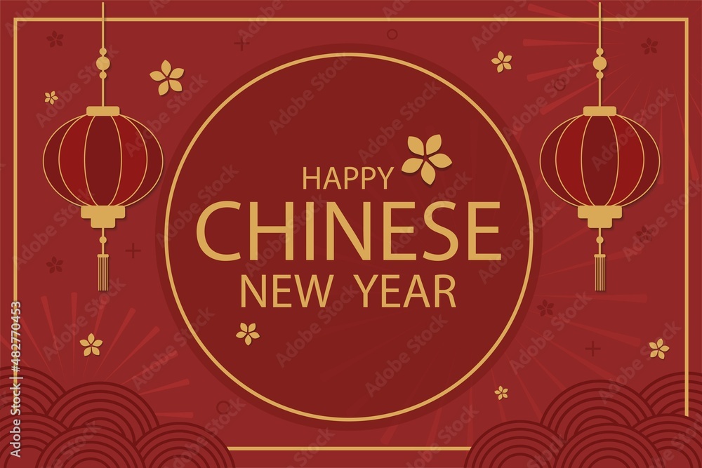 Chinese new year design template and red lanterns on the red background.