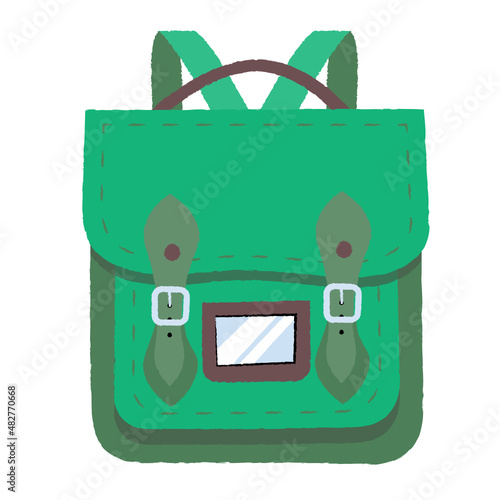 Green backpack vector illustration