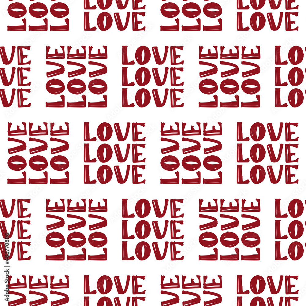 Seamless pattern of red words LOVE. Love pattern for Valentine's Day. Vector illustration. Seamless pattern of red words LOVE. Love pattern for Valentine's Day. Vector illustration.