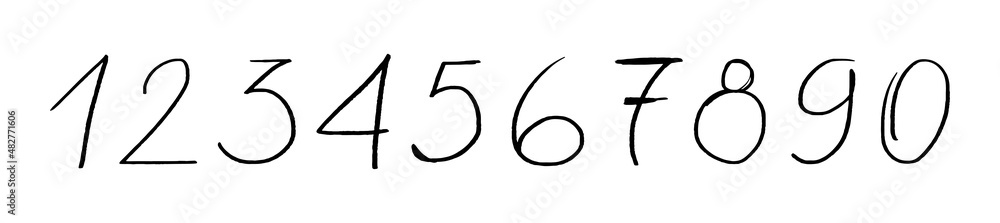Doodle numbers from 0 to 9. Vector handwritten font. Numbers markers isolated on white background. Doodle numbers from 0 to 9. Vector handwritten font. Numbers markers isolated on white background.