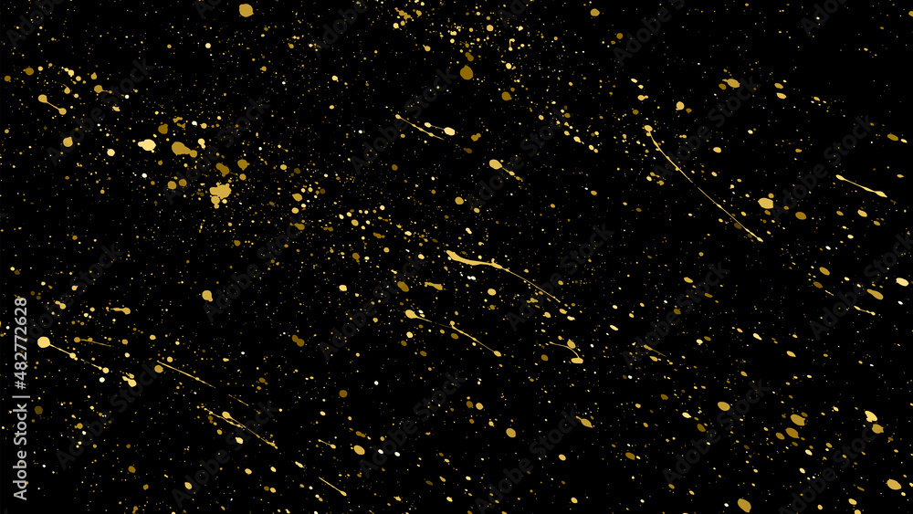 Gold Glitter Texture Isolated on Black Background. Golden Splash Silhouette. Amber Particles Color. Sparkles Rain. Vector Illustration, Eps 10. Gold Glitter Texture Isolated on Black Background. Golden Splash Silhouette. Amber Particles Color. Sparkles Rain. Vector Illustration, Eps 10.