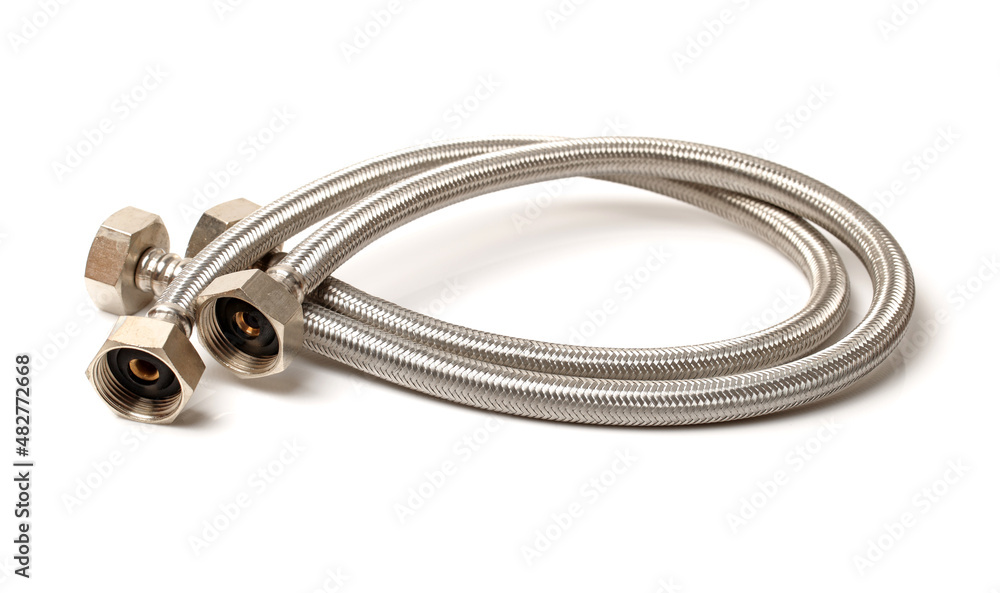 Corrugated hose shower Isolated on white background. Corrugated hose shower Isolated on white background.