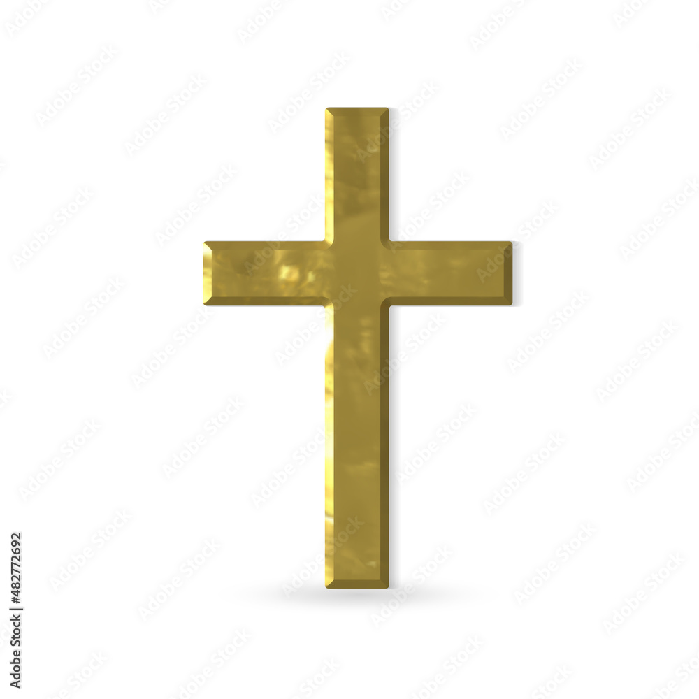 Gold Christian cross 3D vintage image vector graphic design isolated on white background