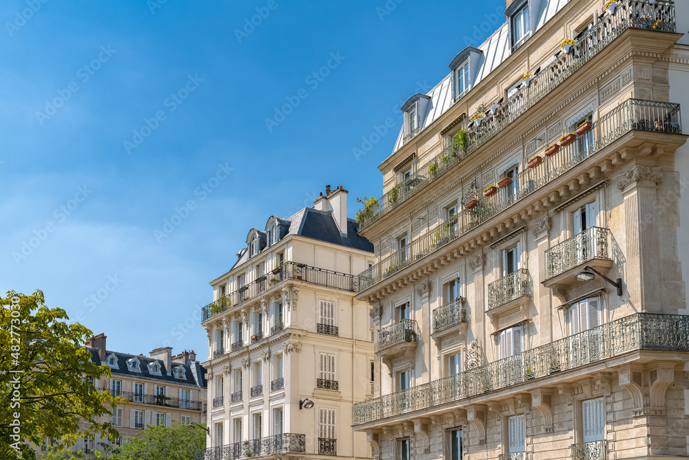 Paris, beautiful buildings, place de la Nation in the 11e arrondissement, in summer
