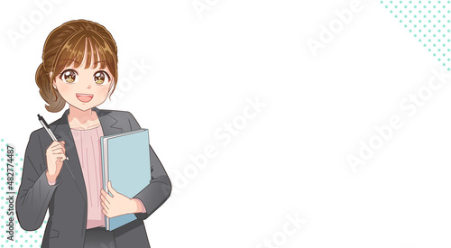 アニメタッチのビジネスウーマン