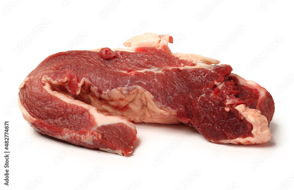 raw beef in wooden board isolated on white background raw beef in wooden board isolated on white background