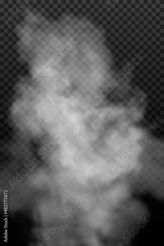 Transparent special effect stands out with fog or smoke. White cloud vector, fog or smog.