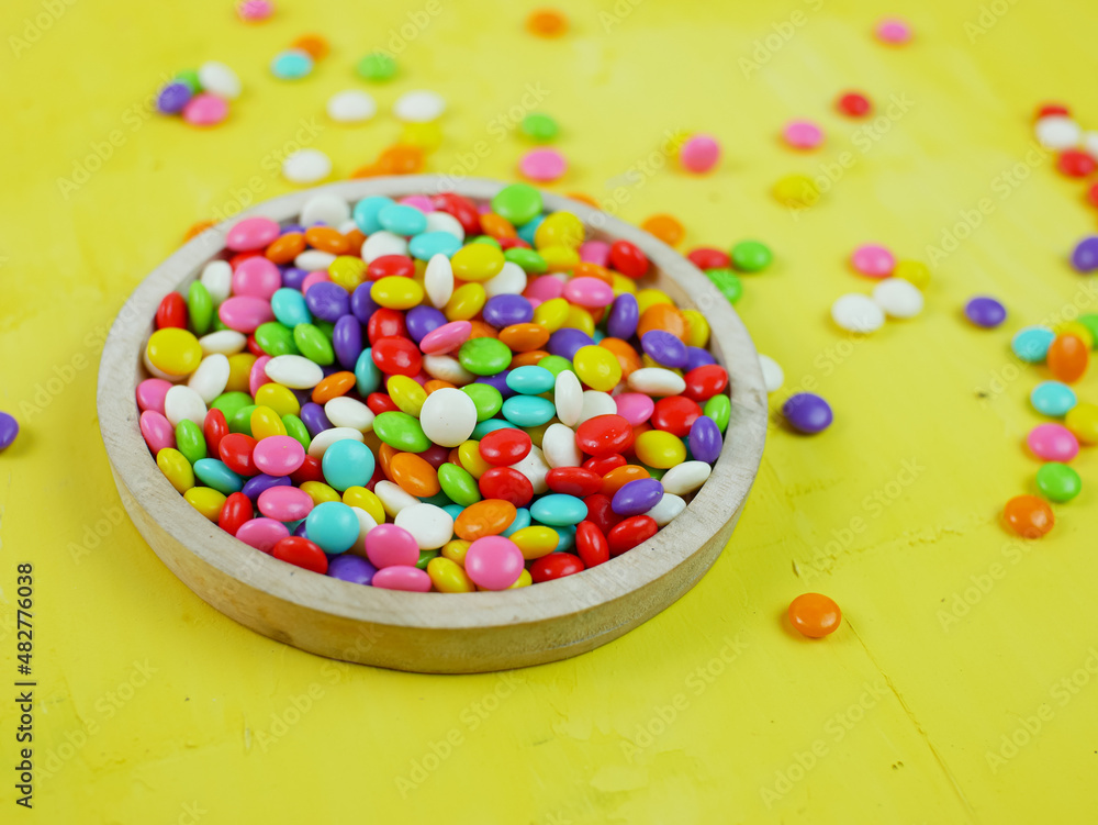 Colorful sweet candy. rainbow candy sprinkles.