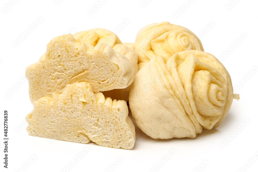 Chinese steamed roll. Close up on white background Chinese steamed roll. Close up on white background