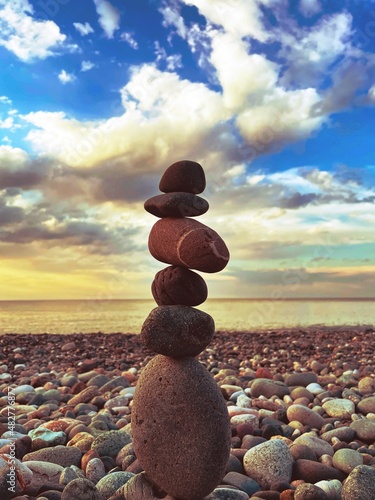 zen stones on the beach