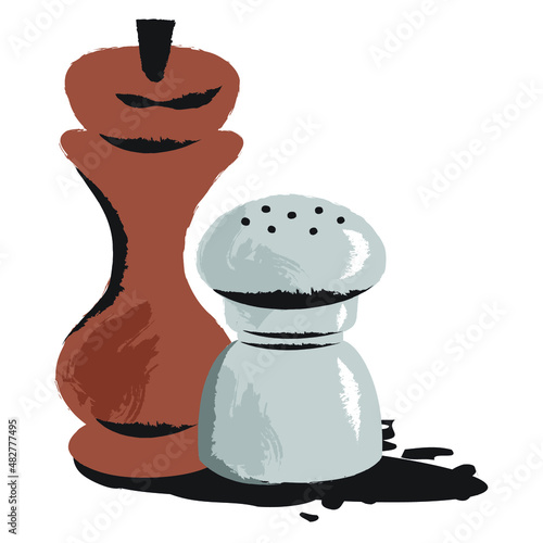 Black pepper and salt vector illustration