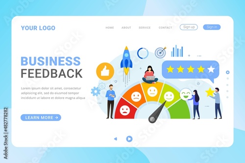 Landing page template bbusiness feedback design concept