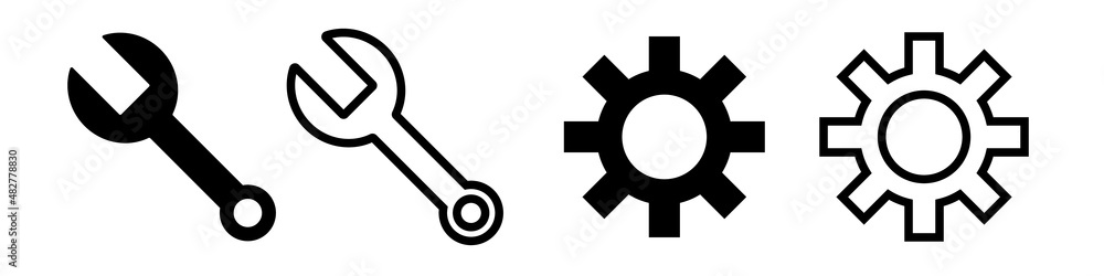 A set of wrench and gear icon. Setting and system. Vector.