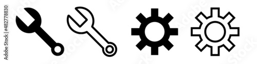 A set of wrench and gear icon. Setting and system. Vector.