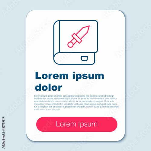 Line Book about weapon icon isolated on grey background. Small firearm. Weapon catalog. Colorful outline concept. Vector