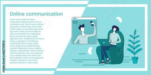 Online communication.The concept of communication, conducting business negotiations and medical consultations.People communicate with each other using an Internet connection.An illustration in the sty