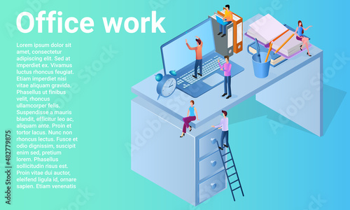 Office work.Coworking and online negotiations.Freelance and remote work..A business-style poster.Flat vector illustration.